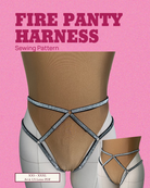 Sewing pattern cover for fire panty harness with pink background