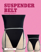 Suspenders belt sewing pattern on a pink background