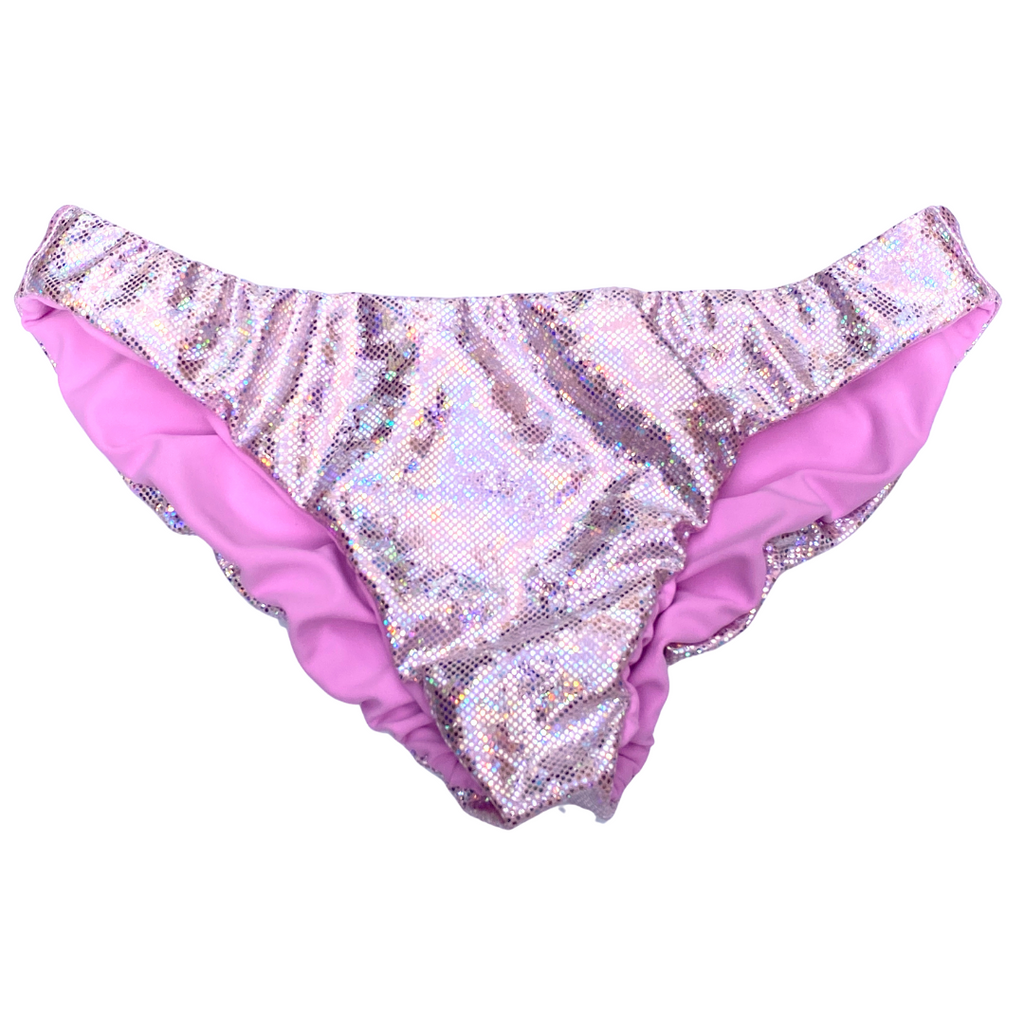 Peony Ruched bikini pole dance  bottoms (Front) Pink Diamonds